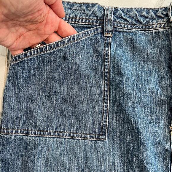 Old Navy Blue Jeans Vintage Y2K Denim A-Line Long Skirt Size 16 Rear Slit - Picture 5 of 7